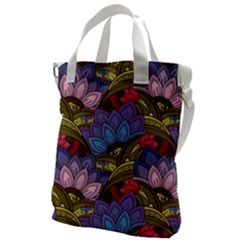 Purple Red And Green Flowers Digital Wallpaper Patterns Ornament Canvas Messenger Bag by Salman4z