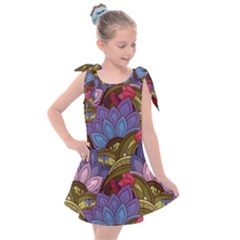 Purple Red And Green Flowers Digital Wallpaper Patterns Ornament Kids  Tie Up Tunic Dress by Salman4z