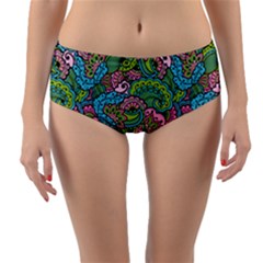 Background Texture Paisley Pattern Reversible Mid-waist Bikini Bottoms by Salman4z