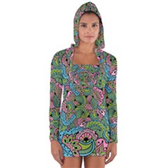 Background Texture Paisley Pattern Long Sleeve Hooded T-shirt by Salman4z