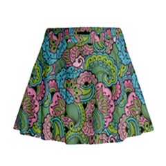 Background Texture Paisley Pattern Mini Flare Skirt by Salman4z