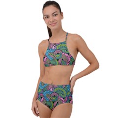 Background Texture Paisley Pattern High Waist Tankini Set by Salman4z