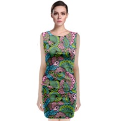 Background Texture Paisley Pattern Sleeveless Velvet Midi Dress by Salman4z