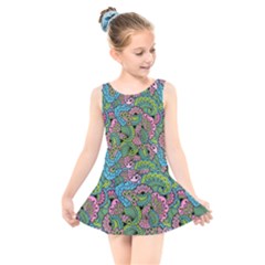 Background Texture Paisley Pattern Kids  Skater Dress Swimsuit by Salman4z