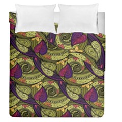 Pattern Vector Texture Style Garden Drawn Hand Floral Duvet Cover Double Side (queen Size) by Salman4z