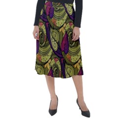 Pattern Vector Texture Style Garden Drawn Hand Floral Classic Velour Midi Skirt  by Salman4z