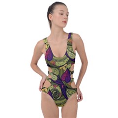 Pattern Vector Texture Style Garden Drawn Hand Floral Side Cut Out Swimsuit by Salman4z