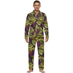 Pattern Vector Texture Style Garden Drawn Hand Floral Men s Long Sleeve Velvet Pocket Pajamas Set by Salman4z