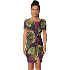 Pattern Vector Texture Style Garden Drawn Hand Floral Fitted Knot Split End Bodycon Dress by Salman4z