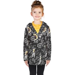 White And Yellow Floral And Paisley Illustration Background Kids  Double Breasted Button Coat by Salman4z