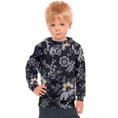 White And Yellow Floral And Paisley Illustration Background Kids  Hooded Pullover by Salman4z