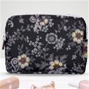 White And Yellow Floral And Paisley Illustration Background Make Up Pouch (Medium) View1