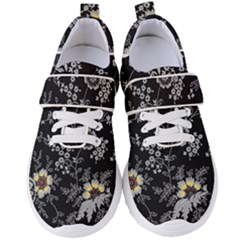 White And Yellow Floral And Paisley Illustration Background Women s Velcro Strap Shoes by Salman4z