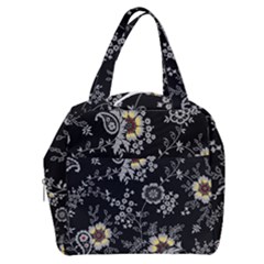 White And Yellow Floral And Paisley Illustration Background Boxy Hand Bag by Salman4z