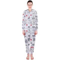 White Printer Paper With Text Overlay Humor Dark Humor Infographics Hooded Jumpsuit (ladies) by Salman4z