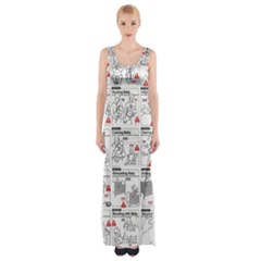 White Printer Paper With Text Overlay Humor Dark Humor Infographics Thigh Split Maxi Dress by Salman4z