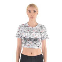 White Printer Paper With Text Overlay Humor Dark Humor Infographics Cotton Crop Top by Salman4z