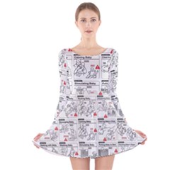 White Printer Paper With Text Overlay Humor Dark Humor Infographics Long Sleeve Velvet Skater Dress by Salman4z