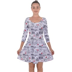 White Printer Paper With Text Overlay Humor Dark Humor Infographics Quarter Sleeve Skater Dress by Salman4z