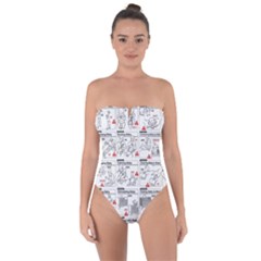 White Printer Paper With Text Overlay Humor Dark Humor Infographics Tie Back One Piece Swimsuit by Salman4z