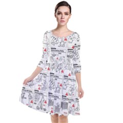 White Printer Paper With Text Overlay Humor Dark Humor Infographics Quarter Sleeve Waist Band Dress by Salman4z