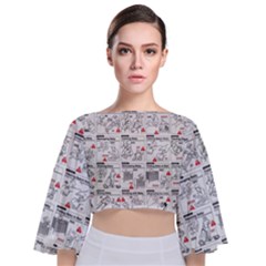 White Printer Paper With Text Overlay Humor Dark Humor Infographics Tie Back Butterfly Sleeve Chiffon Top by Salman4z