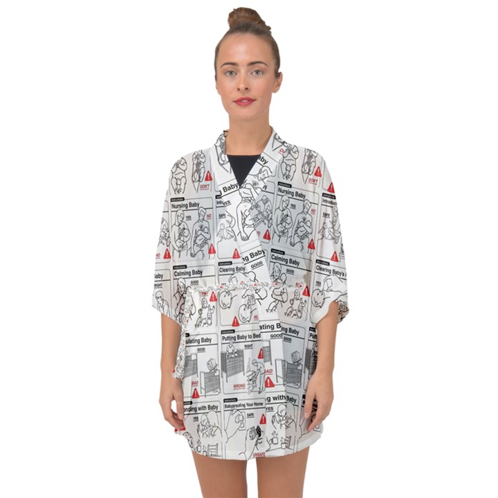 White Printer Paper With Text Overlay Humor Dark Humor Infographics Half Sleeve Chiffon Kimono