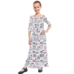 White Printer Paper With Text Overlay Humor Dark Humor Infographics Kids  Quarter Sleeve Maxi Dress