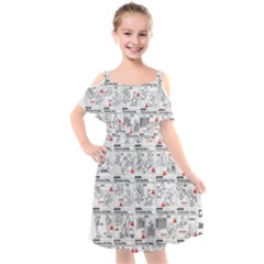 White Printer Paper With Text Overlay Humor Dark Humor Infographics Kids  Cut Out Shoulders Chiffon Dress by Salman4z