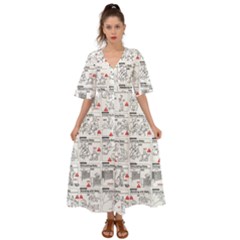 White Printer Paper With Text Overlay Humor Dark Humor Infographics Kimono Sleeve Boho Dress by Salman4z