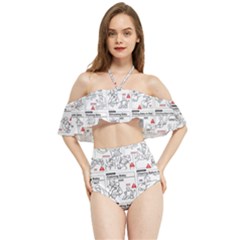 White Printer Paper With Text Overlay Humor Dark Humor Infographics Halter Flowy Bikini Set  by Salman4z