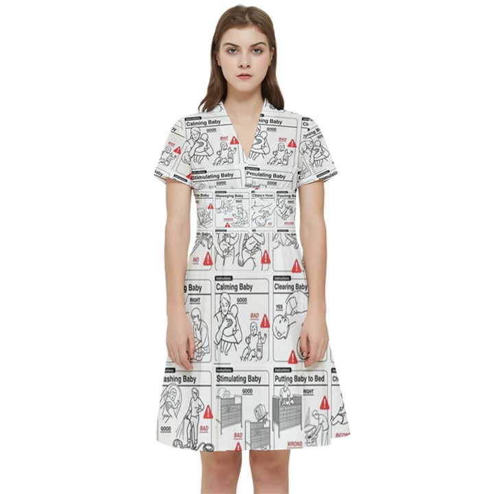 White Printer Paper With Text Overlay Humor Dark Humor Infographics Short Sleeve Waist Detail Dress