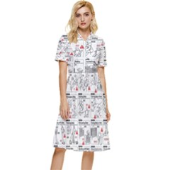 White Printer Paper With Text Overlay Humor Dark Humor Infographics Button Top Knee Length Dress by Salman4z