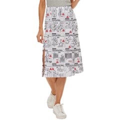 White Printer Paper With Text Overlay Humor Dark Humor Infographics Midi Panel Skirt by Salman4z