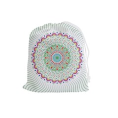 Flower Abstract Floral Hand Ornament Hand Drawn Mandala Drawstring Pouch (large) by Salman4z