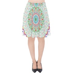 Flower Abstract Floral Hand Ornament Hand Drawn Mandala Velvet High Waist Skirt by Salman4z