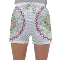 Flower Abstract Floral Hand Ornament Hand Drawn Mandala Sleepwear Shorts by Salman4z