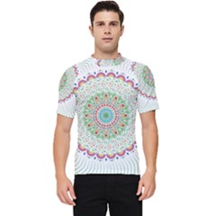 Flower Abstract Floral Hand Ornament Hand Drawn Mandala Men s Short Sleeve Rash Guard by Salman4z