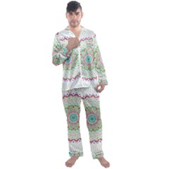 Flower Abstract Floral Hand Ornament Hand Drawn Mandala Men s Long Sleeve Satin Pajamas Set by Salman4z