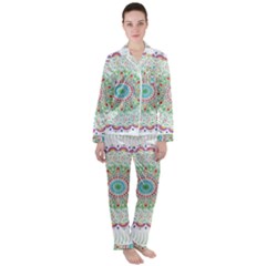 Flower Abstract Floral Hand Ornament Hand Drawn Mandala Women s Long Sleeve Satin Pajamas Set	 by Salman4z