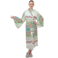 Flower Abstract Floral Hand Ornament Hand Drawn Mandala Maxi Velvet Kimono by Salman4z