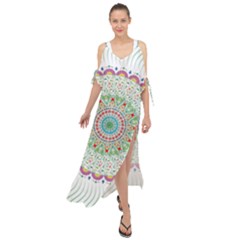 Flower Abstract Floral Hand Ornament Hand Drawn Mandala Maxi Chiffon Cover Up Dress by Salman4z