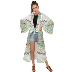 Flower Abstract Floral Hand Ornament Hand Drawn Mandala Maxi Kimono by Salman4z