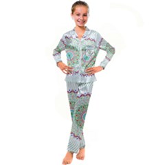 Flower Abstract Floral Hand Ornament Hand Drawn Mandala Kid s Satin Long Sleeve Pajamas Set by Salman4z