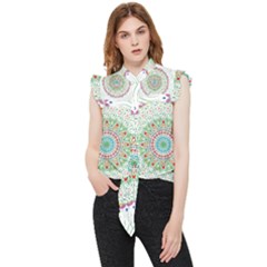 Flower Abstract Floral Hand Ornament Hand Drawn Mandala Frill Detail Shirt by Salman4z