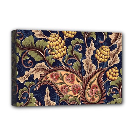 Leaves Flowers Background Texture Paisley Deluxe Canvas 18  X 12  (stretched) by Salman4z