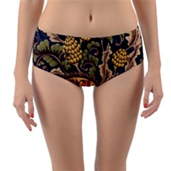 Leaves Flowers Background Texture Paisley Reversible Mid-waist Bikini Bottoms by Salman4z