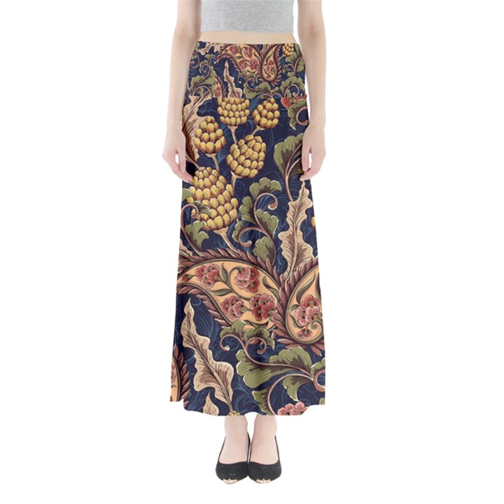 Leaves Flowers Background Texture Paisley Full Length Maxi Skirt