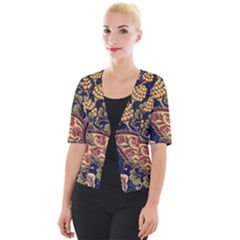 Leaves Flowers Background Texture Paisley Cropped Button Cardigan by Salman4z