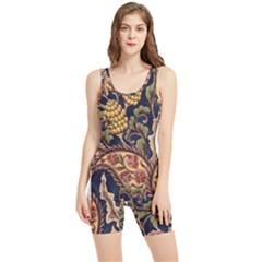 Leaves Flowers Background Texture Paisley Women s Wrestling Singlet by Salman4z